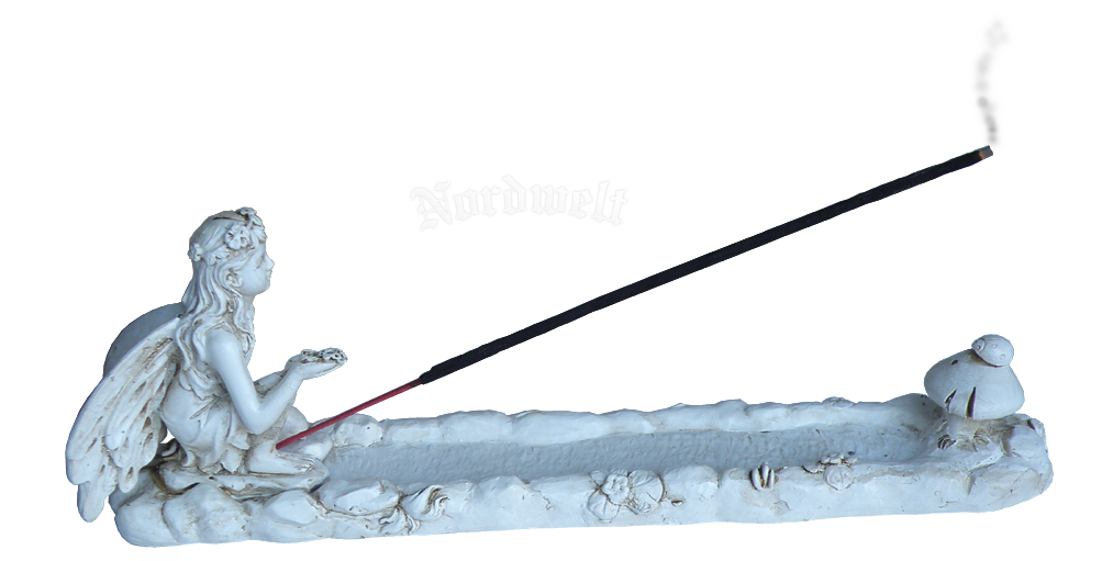 Elfe Räucherstäbchenhalter Blumenelfe räuchern elfenbeinfarbige Figur