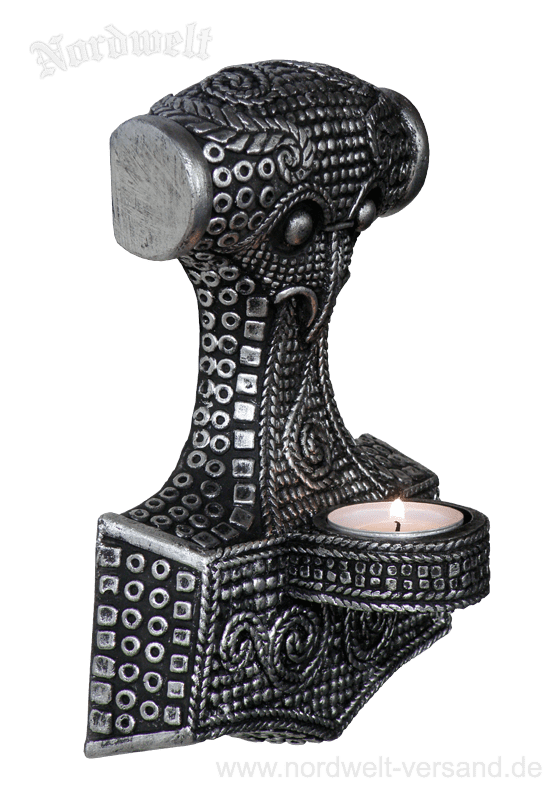 Thorhammer Teelichthalter, Wanddekoration Mjölnir Thors-Hammer aus Polyresin