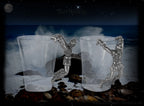 Wikinger Glas Schnapsglas mit Wikingerfigur aus Zinn