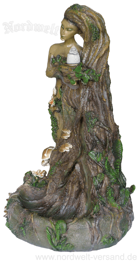 Waldgeist Figur Rückfluss- Räucherkegelhalter Baumgeist / Wald- Wächterin Polyresin