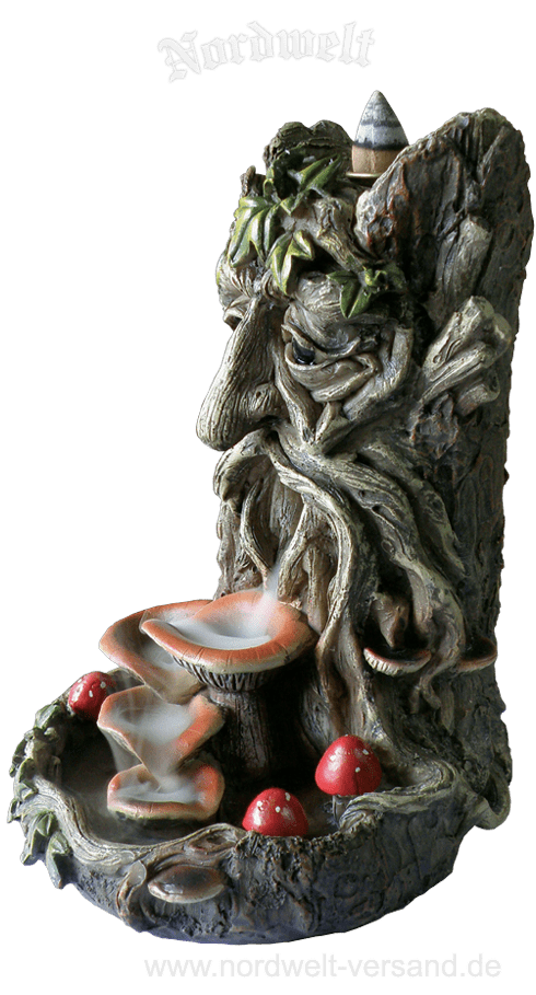 Baumgeist Rückfluss- Räucherkegelhalter Dryad Figur Kunststein Polyresin