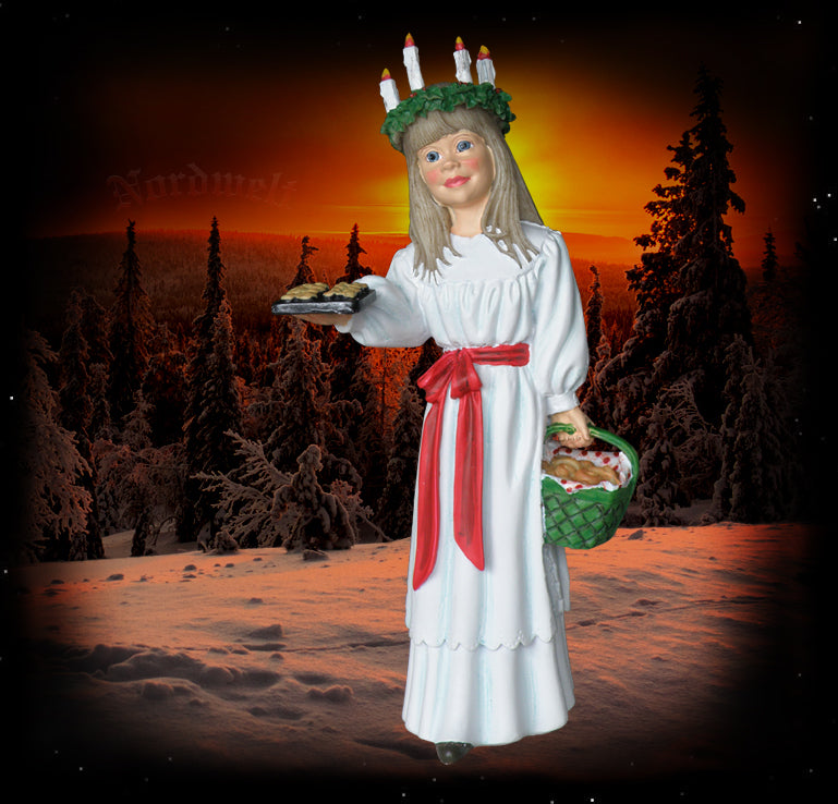Figur Lichtgöttin Lucia  Statue Luciafest Lichtbringerin  nordischer Brauchtum