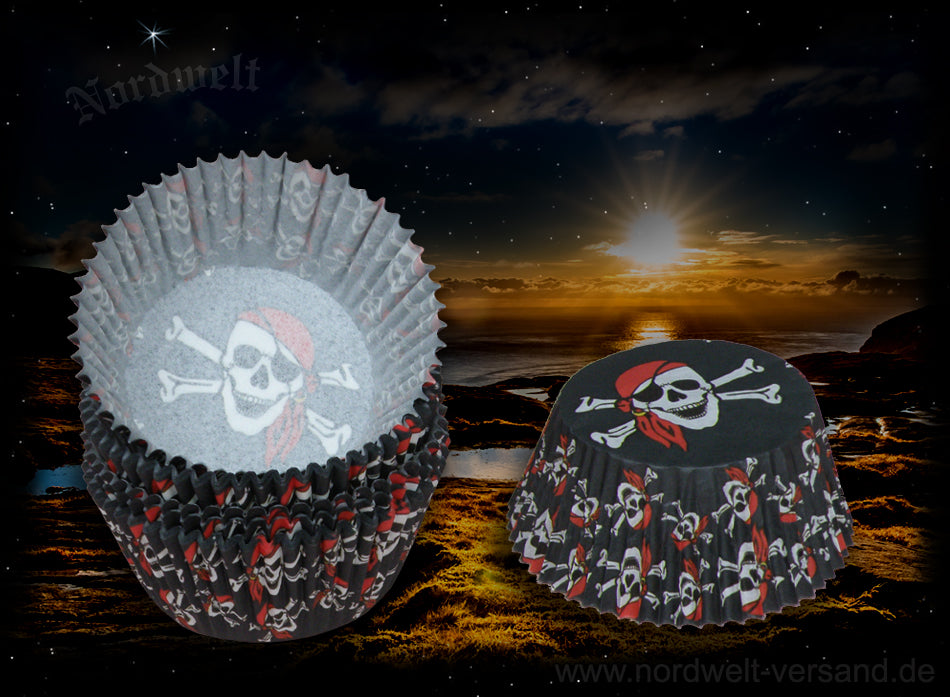 Piraten Backform für Muffin - Muffinform Backförmchen aus Papier