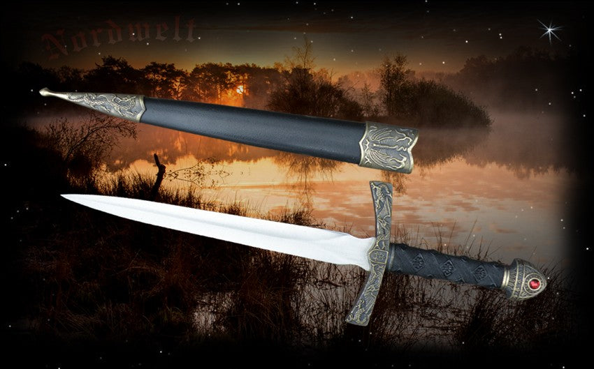 Siegfried Drachenblut Dolch Phantasie- Messer mit Schmuckstein im Griffknauf Nibelungen