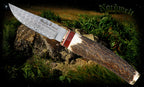 Muela Messer mit Hirschhorngriff Damaszenerstahl Jagdmesser