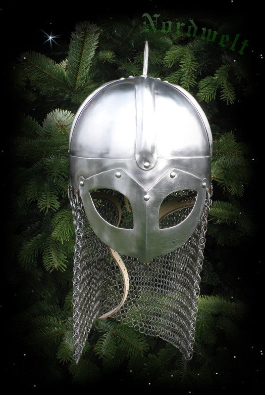Wikingerhelm Brillemhelm mit Kettenschutz Schaukampf Reenactment Larp Kettenbrünne