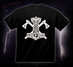 T-Shirt Thorhammer mit Äxten  Streitaxt T-Hemd Pagan Thors Hammer Asatru heidnisch