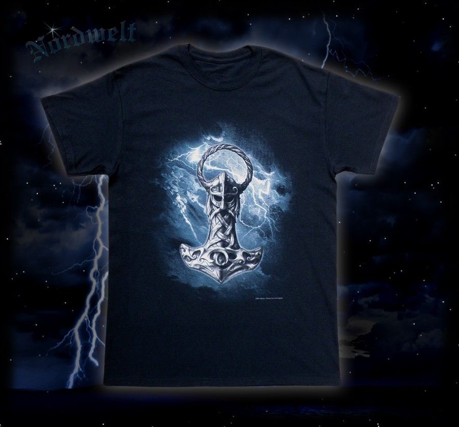 T-Hemd mit Thors-Hammer, Thorhammer, Mjölnir (M-XL), schwarz