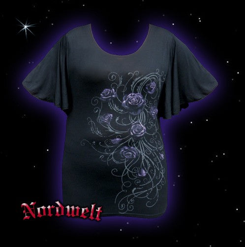 Gothik Bluse T-Shirt Girli, schwarz Rose gothic 