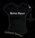 Frauen T-Hemd "Heiden Spass" , schwarz