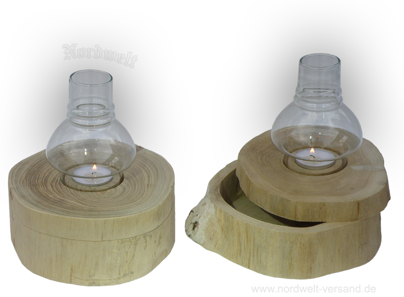 Camping Windlicht Teelichthalter, Holzdose mit Kerze, mittelalterliche Holzdose