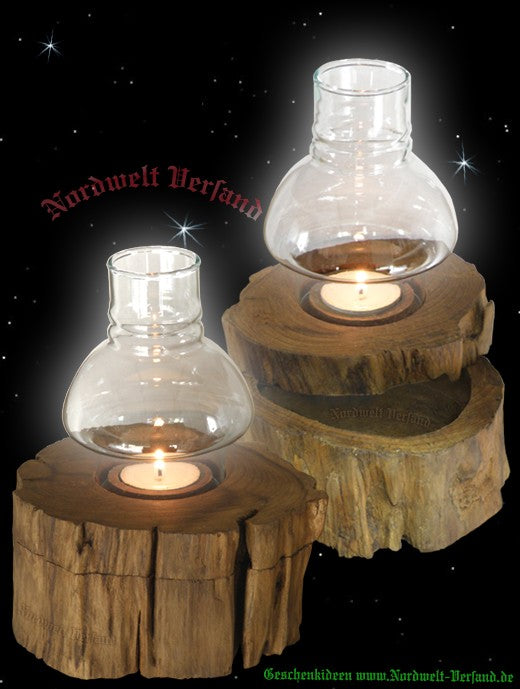 Windlicht Holzdose mit Teelicht Kerzenhalter Garten Balkon Terrasse Camping