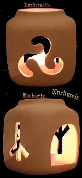 Brauchtumsleuchter mit Triskele, Man-Rune Yr-Rune Julleuchter Brauchtumsfeste
