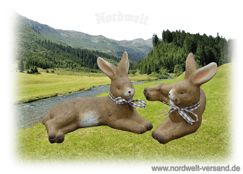 Hase Osterhase zum Ostara- Osterfest, Figur aus Keramik Brauchtum zum Frühlingsfest Ostern