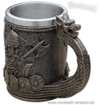 Wikinger Krug Trinkbecher mit keltischen Ornamente Wikingerschiff