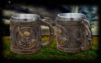 Krug Trinkbecher mit Thor Thorshammer Wikinger Ornamente Mjölnir