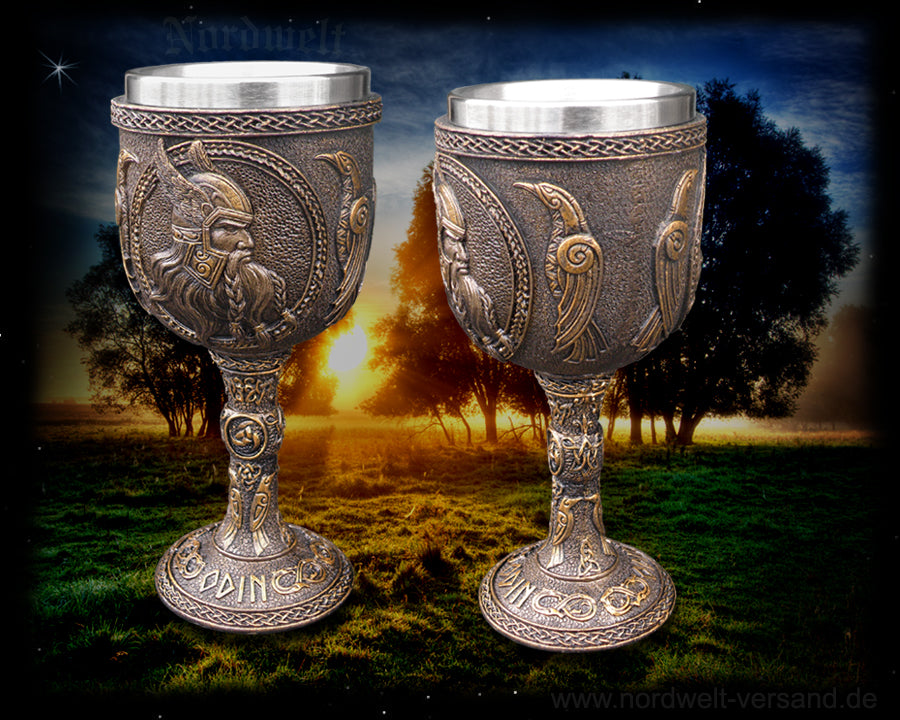 Kelch Odin Wodan Wotan Göttervater Polyresin Germanen Wikinger Götter