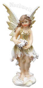 Elfe Goldmarie Figur mit Vogelnest Naturgeister
