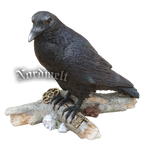 Rabe auf Schlüssel Hugin oder Munin Sagen- Gestalten Polyresin Figur