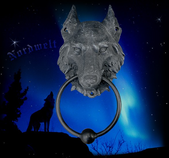 Wolf Türklopfer Wolfskopf Fenriswolf aus Polyresin