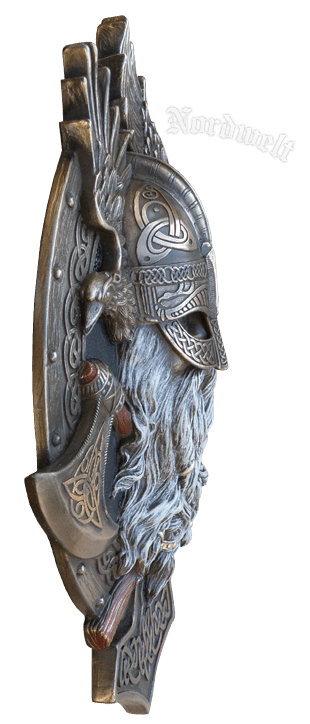 Odin Relief Bilkd bronzierter Kopf Wodan Göttervater Wotan Wikinger 