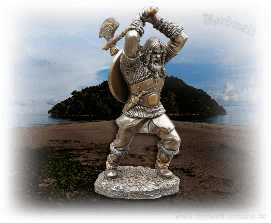 Nordmann mit Streitaxt Figur Statue Krieger Polyresin Wikinger