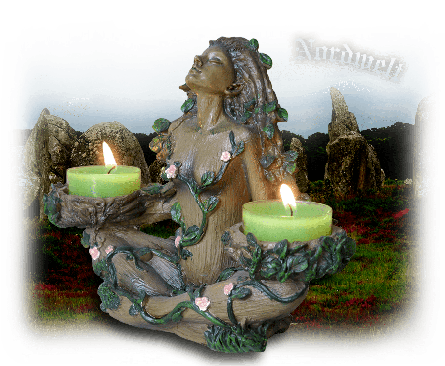 Figur Wächterin des Waldes und Waldgeister Kerzenhalter PAGAN Naturreligion 