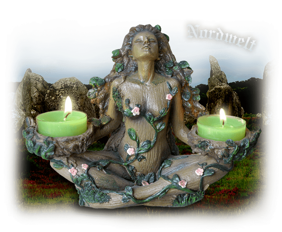 Waldwächterin Teelichthalter Figur ASATRU Naturglaube Naturreligion Wächterin des Waldes und der Naturgeister