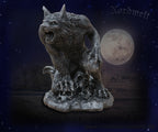 Mythologie Skulptur Mannwolf Werwolf mit Totenkopf Polyresin Figur Statue
