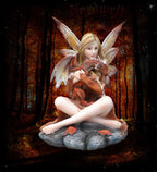 Herbstelfe mit Drache Elfe Polyresin Kunststein Elfen im Herbst Waldelfe