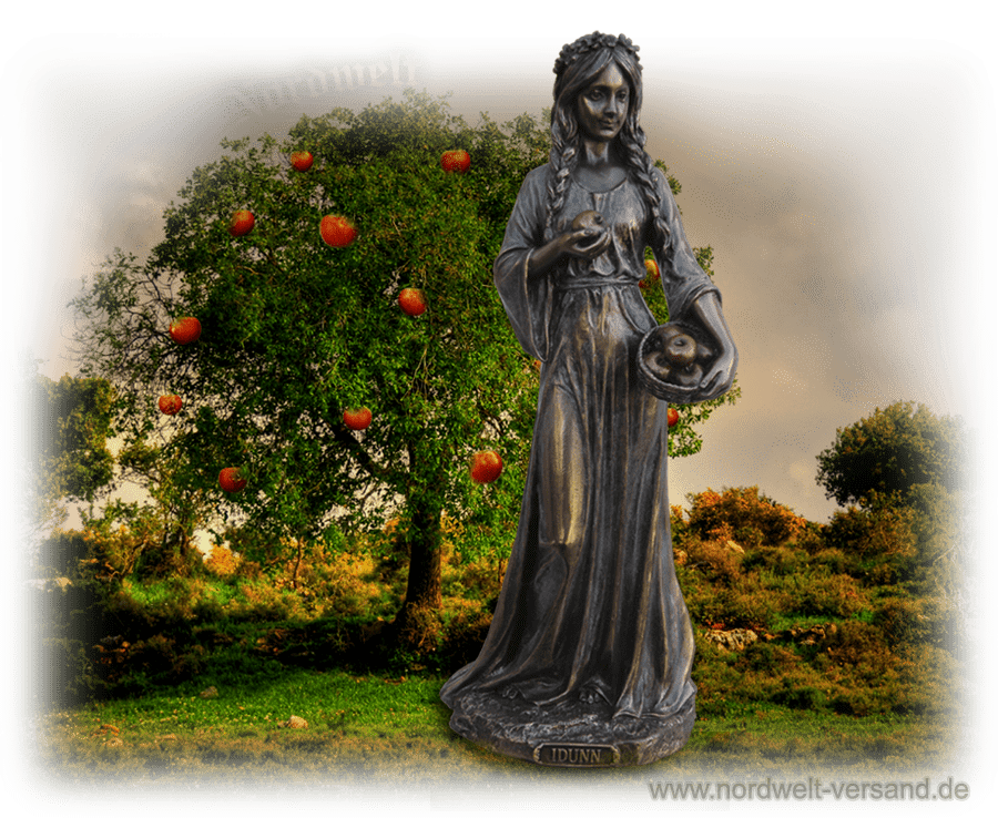 Idunn Göttin der Jugend  Figur Idun Iduna Göttin Bronzefigur Frühlingsgöttin Fruchtbarkeitsgöttin