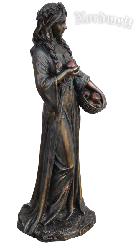 Idunn Figur Statue Göttin der Jugend  Idun Iduna Göttin bronziert Frühlingsgöttin Fruchtbarkeitsgöttin