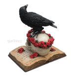 Wodans Rabe auf Totenschädel, Totenkopf Odin Wotan. Polyresin Figur