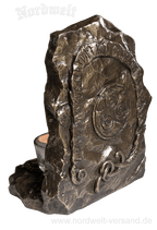 Teelichhalter mit Vegvísir, Runen, Triskele und Futhark, Kerzenhalter, Polyresin