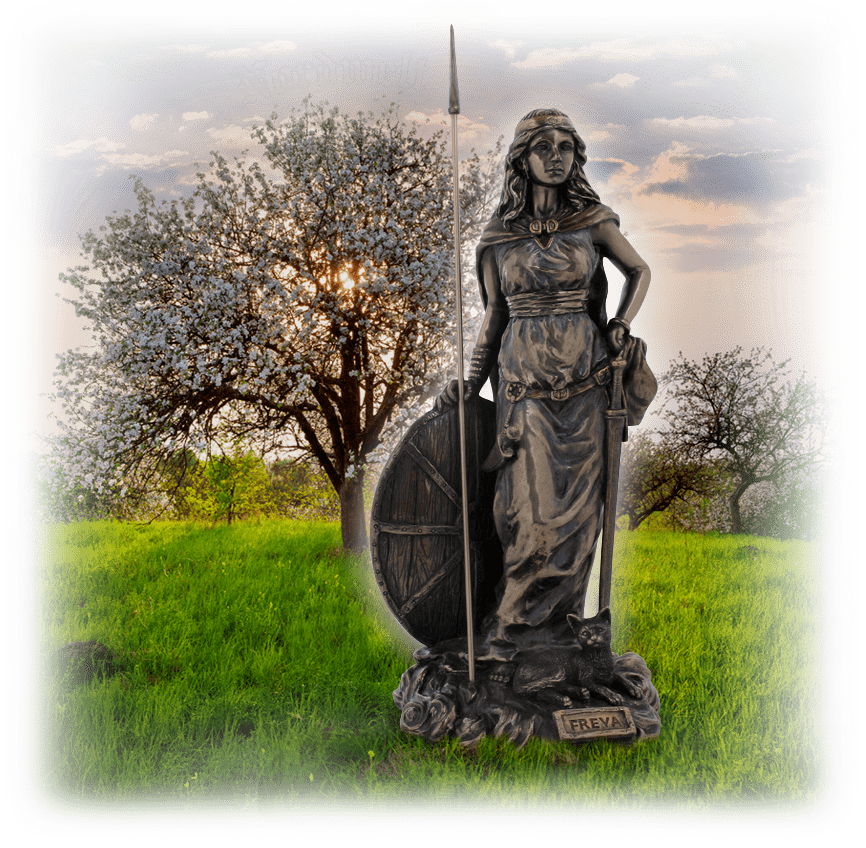Freya Göttin der Liebe der Fruchtbarkeit und Frühling bronziert Figur Statue
