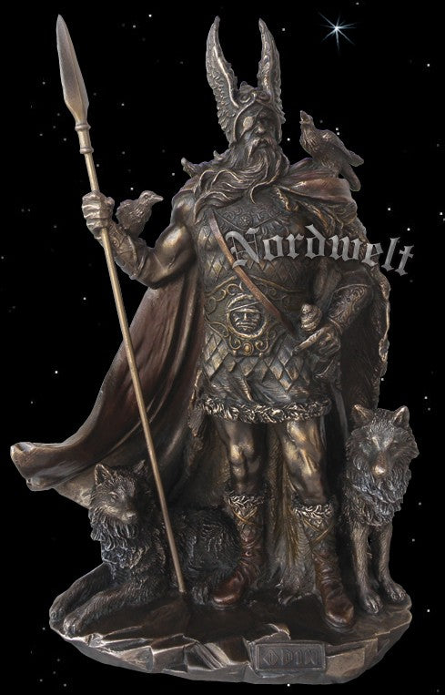 Odin Statue Bronzefigur Götterfigur  Wotan Wodan Göttervater Figur Skulptur