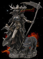 Figur Hel die Göttin der Unterwelt Statue Bronzefigur bronziert germanische Gottheiten