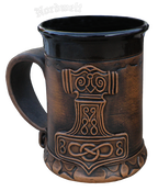 Tasse mit Thorhammer Kaffeebecher aus Keramik, Metbcher Thors-Hammer Mjölnir