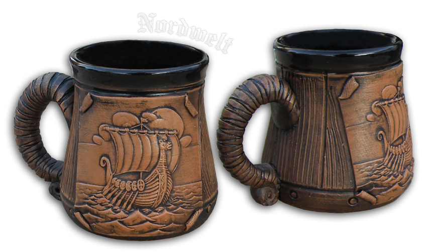 Tasse Wikingerschiff Becher für Mokka, Expresso- Kafffee, Likör, Wikingermotiv