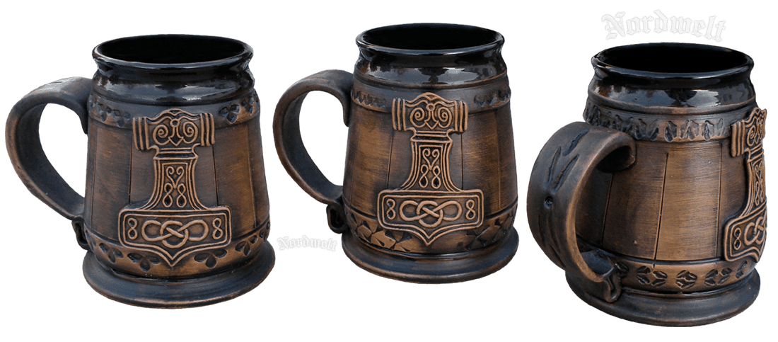 Tasse mit Thorhammer: Humpen, Becher, Tasse für Met und Bier, Pott mit Thos-Hammer