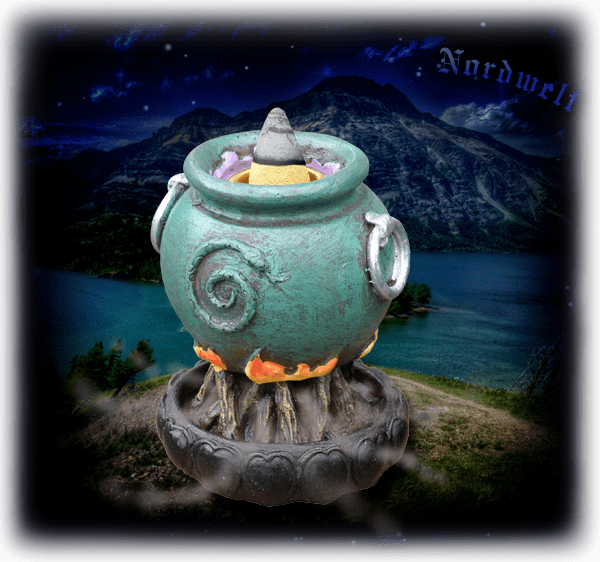 Räucherkegelhalter Hexenkessel / Hexentopf aus Kunststein Polyresin, Räucher -Zubehör