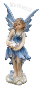 Elfe Figur Naturgeister Sommerelfe Statue Skulptur mit Vogelnest