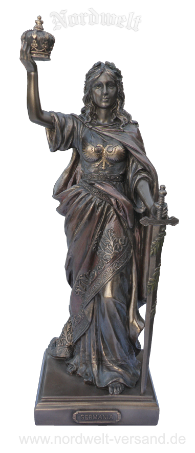 Germania Göttin Verkörperung und Sinnbild für das deutsche Reich, Figur Statue bronziert 