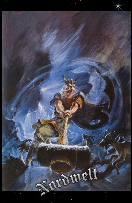 Thor mit Thorhammer Mjölnir Donnergott Hammer Poster Kunstdruck