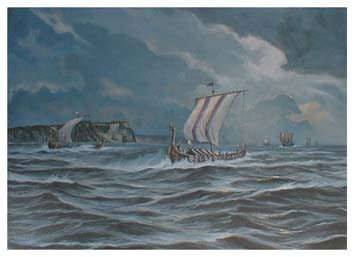 Wikingerschiffe Jomsburg Wikinger Flotte Poster Kunstdruck 