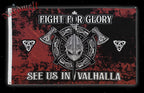 Fahne See us in Valhalla - Fight for Glory Wikingerfahne Stoffposter Flagge Wikinger Hissfahne