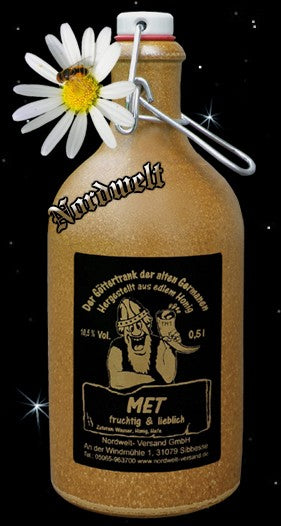 Honigwein in Tonflasche Met fruchtig lieblich süßer Wein aus Honig