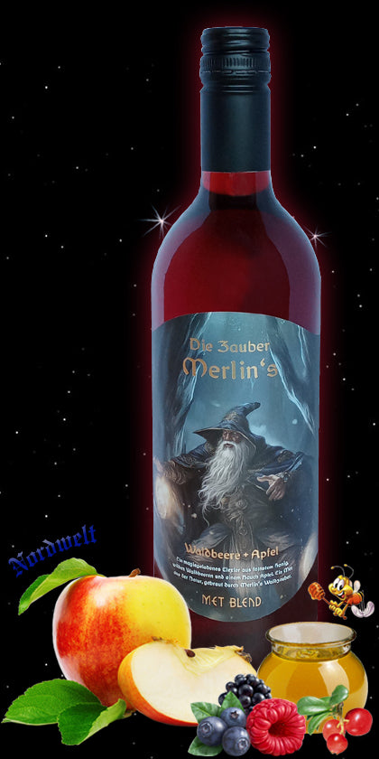 Met Honigwein Merlins Zauber mit 25 % Apfelsaft und Waldbeersaft 