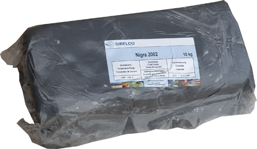 Ton SCHWARZ Fuchs / Sebelco schmottierte Massen Nigra Schwarz  20% 0.2mm 1240°C  a´10 kg