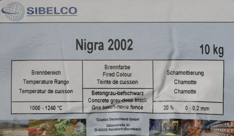 Ton SCHWARZ Fuchs / Sebelco schmottierte Massen Nigra Schwarz  20% 0.2mm 1240°C  a´10 kg